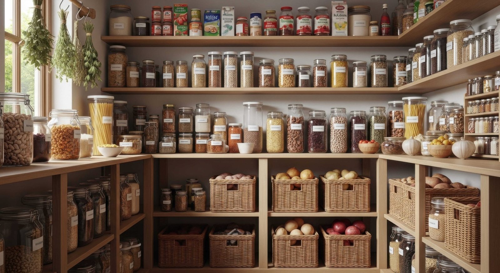 vecteezy-a-pantry-with-lots-of-food-and-jars-72320964